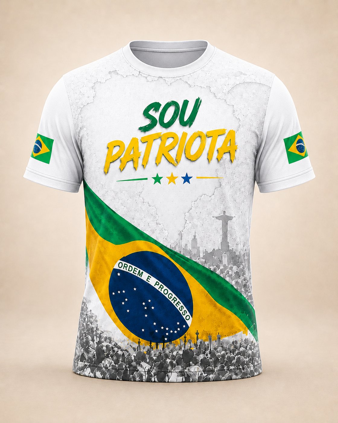 Camiseta Sou Patriota manga curta, cor branca
